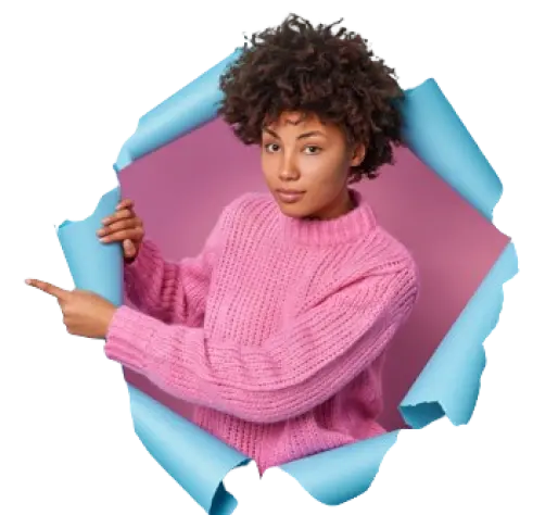 Woman in pink sweater